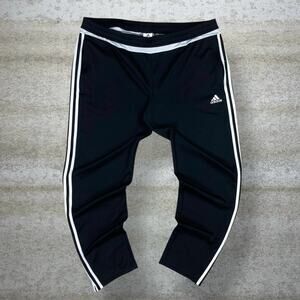 Vintage Y2K Adidas Sweatpants Womens 2XL Baggy Tapered Black White 3 Stripes